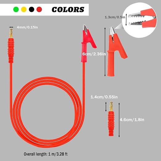 Banana Plug to Crocodile Clip Test Leads Wire 4mm Banana Plug Test Leads | - Image 5