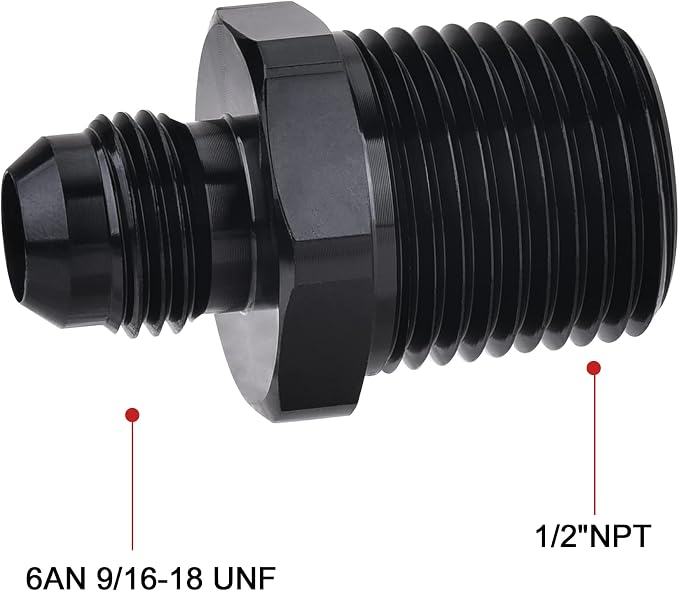 EVIL ENERGY 6AN Male Flare to 1/2" NPT Pipe Fitting Adapter Aluminum Straight - Image 2