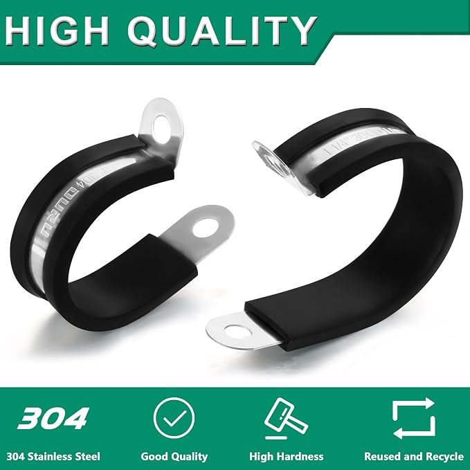 OURU 20pcs 3/4 Inch Stainless Steel Cable Clamps, Rubber Coated Cushioned - Image 5