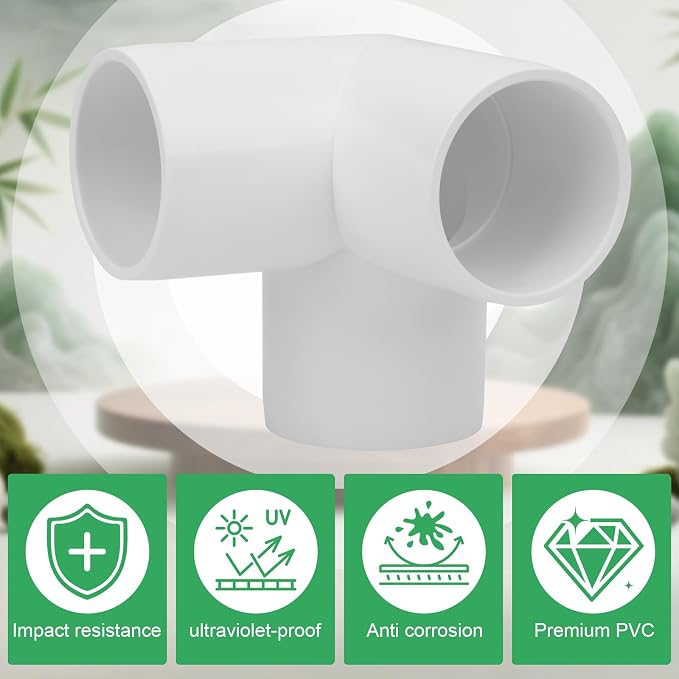 4Pack 1-1/2IN 3-Way Elbow PVC Fittings Furniture Grade SCH40 1.50" Tee 3 Way - Image 4
