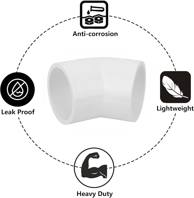 8Pack 1-1/4" 45 Degree PVC Elbow Pipe Fitting Connector Furniture Build Grade - Image 4