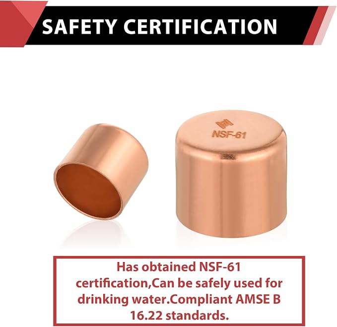 1 Piece EFIELD 1-1/4-inch Solder Copper Pipe End Cap | Copper Plumbing Fittings - Image 3