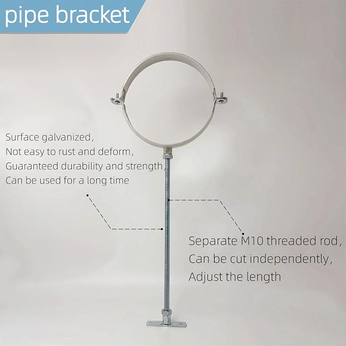 2 Sets Adjustable Pipe Bracket，Heavy Duty Galvanized Iron Stove Pipe Hanger - Image 6