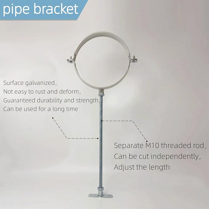 2 Sets 6 Inch Adjustable Pipe Hanger Strap，Heavy Duty Galvanized Iron Stove - Image 5