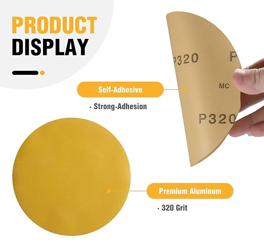 100 PCS 6 Inch PSA Sanding Discs 320 Grit Sticky-Back Sandpaper | Adhesive - Image 2