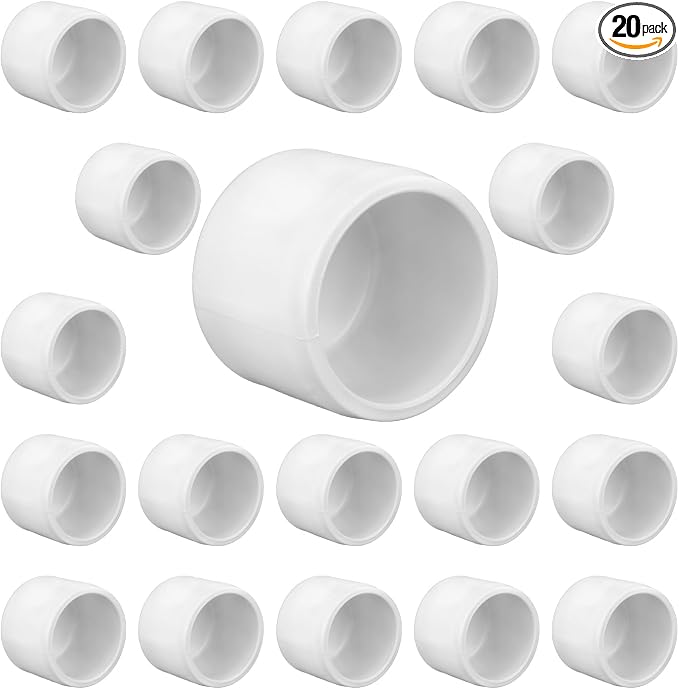 20 Pack 1Inch PVC Pipe End Cap Fitting, Pipe End Cap Plug Adapter Schedule 40 by carvedexquisitely