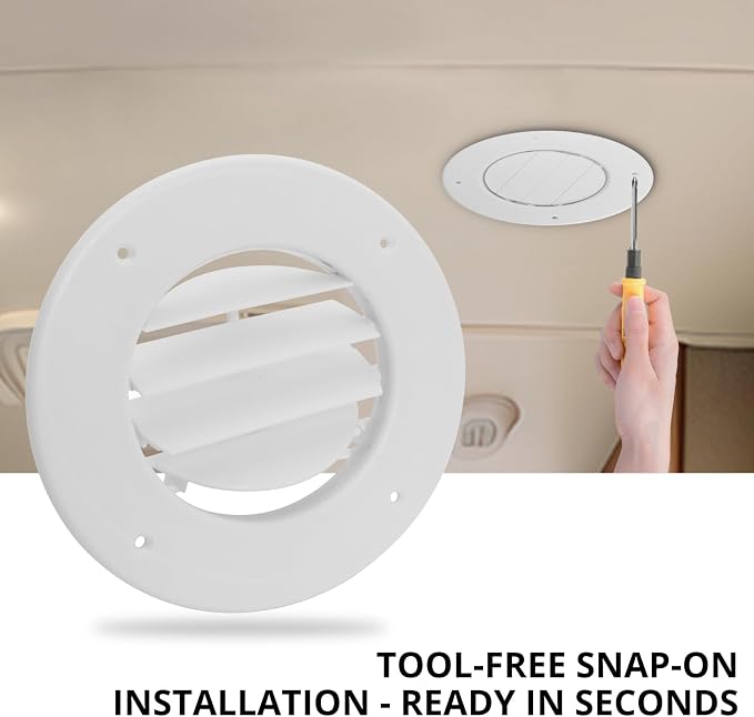 1-Pack 6.5" RV Ceiling Vent Cover Replacement, 1 Pack, Polar White - Image 5