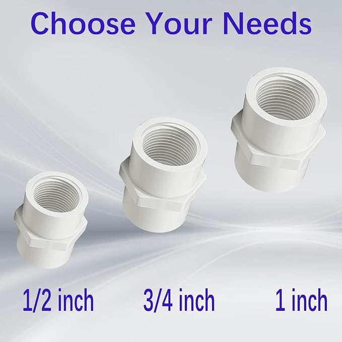 10Pcs White PVC Pipe Fitting, 1/2 inch NPT Female Thread Pipe Fitting Adapter - Image 7