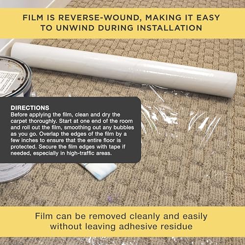 Dura-Gold Carpet Protection Film, 24-inch x 200-foot Roll, Self-Adhesive Plastic - Image 5