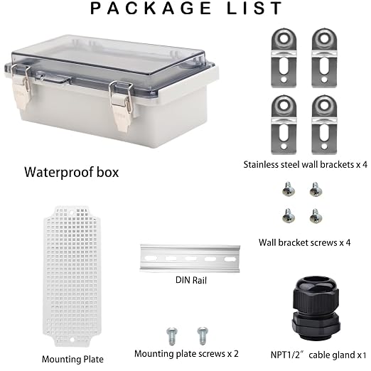 Waterproof Electrical Box, IP67 Junction Box Stainless Steel Latch Hinged Clear - Image 5