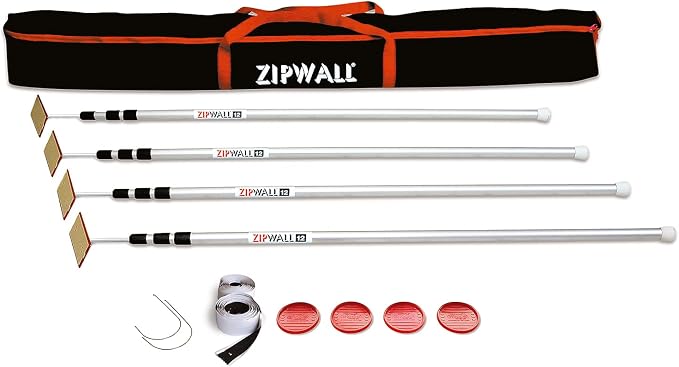 ZIPWALL SLP4 12 Foot Spring Loaded Dust Barrier Poles and ZipWall PY50 Dust - Image 2