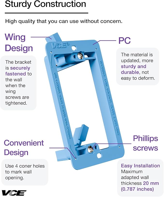 VCELINK Low Voltage Mounting Bracket, Flush Low Voltage Box, Flush Mount - Image 5