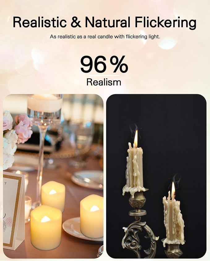 SHYMERY Flameless Votive Candles, 50 Pack Flickering Electric Fake Battery - Image 3