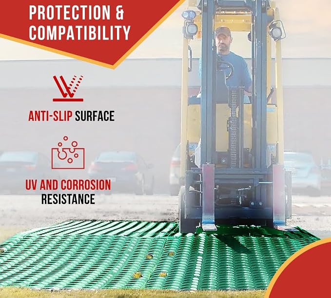 12 Pk 4' x 8' - 1/2" Thick Heavy Duty Green Ground Protection Mats - Easily - Image 6