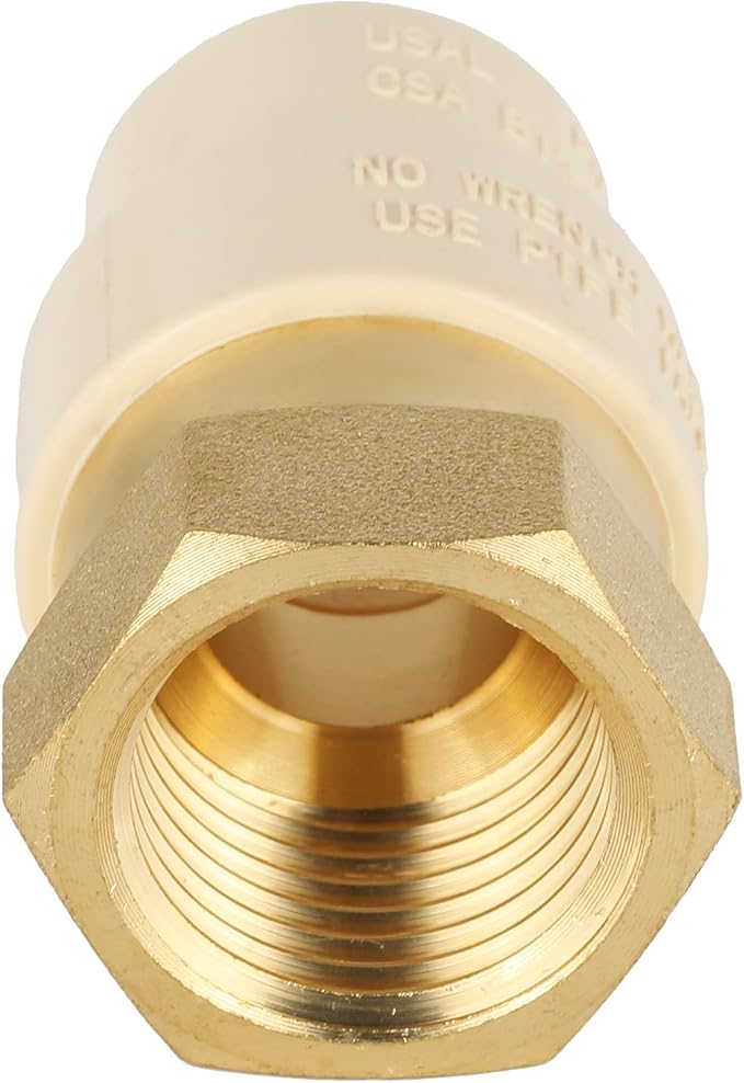 EFIELD 1/2"CPVC X 1/2"Female Thread NPT Transition Coupling, Brass Adapter Pipe - Image 3