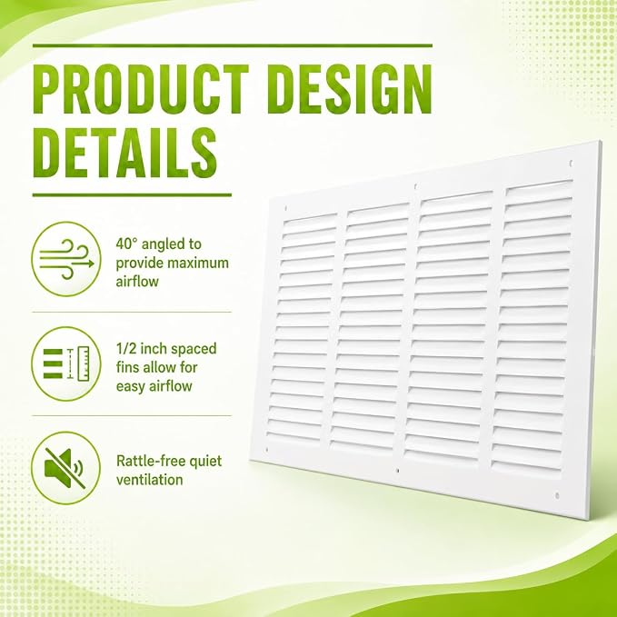 24" x 6" Return Air Grille Duct Opening, Ceiling Sidewall Floor Cold Air Intake - Image 3
