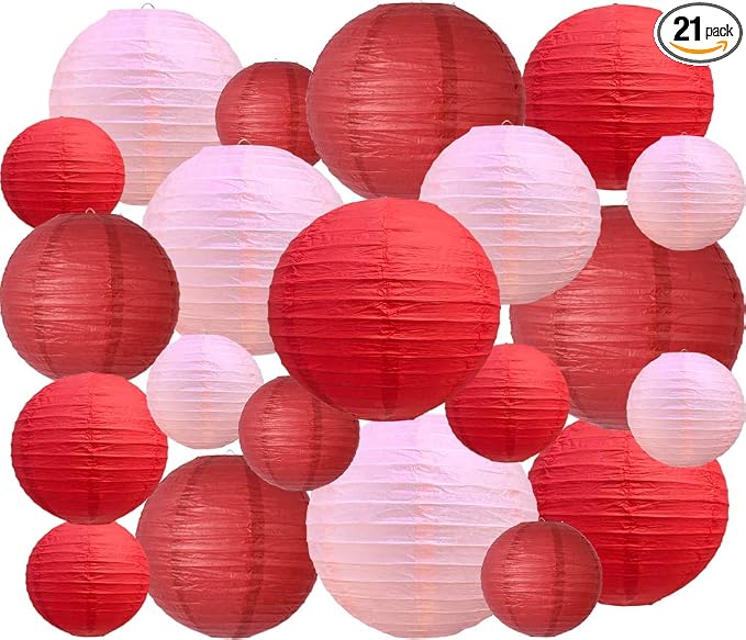 BEISHIDA Red Pink Paper Lanterns 10Pcs 4/6/8/10/12 Inch Round Chinese Lamp | by Beishida