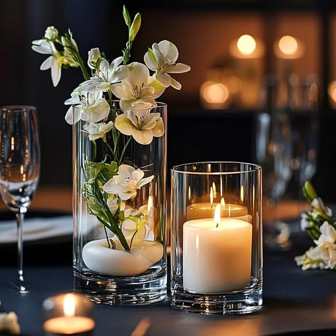 15pcs Clear Glass Vase for Centerpieces, 10 inch Tall Cylinder Flower Vase Bulk - Image 4