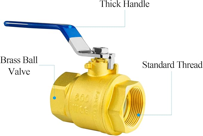 WiseWater 3/4" NPT Full Port Brass Ball Valve, UPC Certified, 600 WOG, Plumbing - Image 4