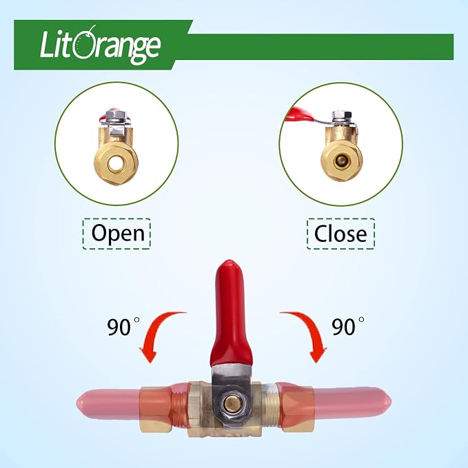 6 Pcs Lead-Free Brass Mini Ball Valve Shut Off Switch, 1/4 inch Compression | - Image 7