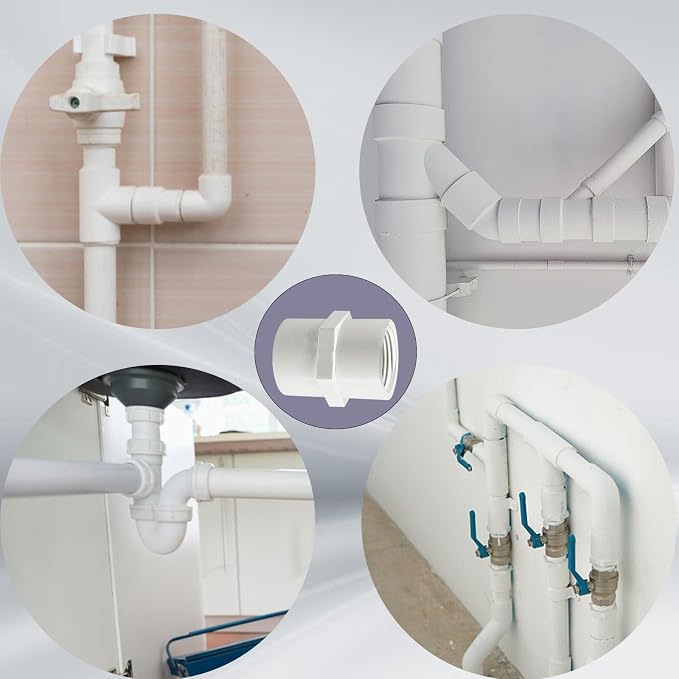 10Pcs White PVC Pipe Fitting, 1/2 inch NPT Female Thread Pipe Fitting Adapter - Image 6