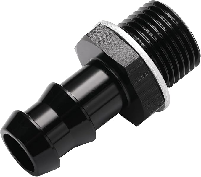 M18x1.5 Male Metric to 1/2 Barb Fuel Pump Inlet Adapter Fitting Aluminum Black - Image 5