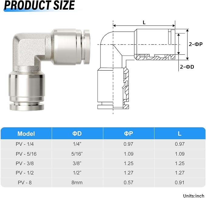 TAILONZ 304 Stainless Steel Elbow 8mm 1pcs | 90° Push-to-Connect Elbow Fitting - Image 2