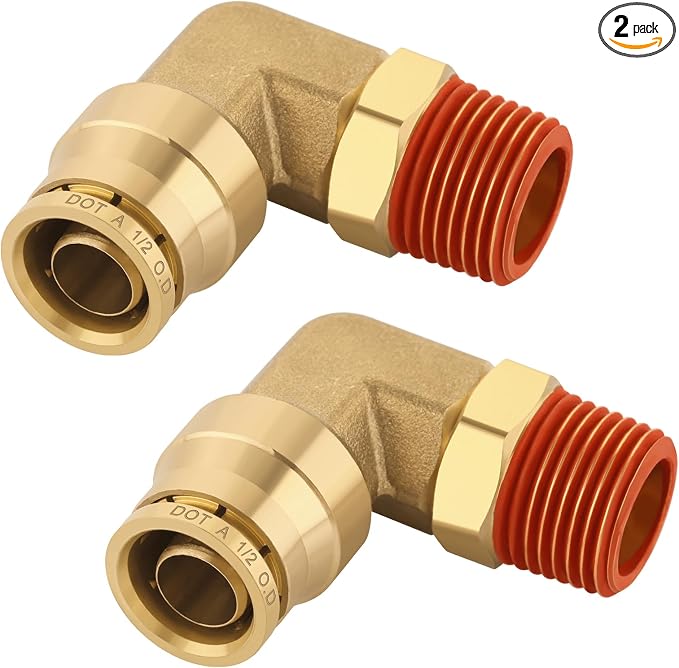 90° Swivel Male Elbow, 1/2" Tube x 3/8" NPT, DOT Approved 2PCS | by BOERAY