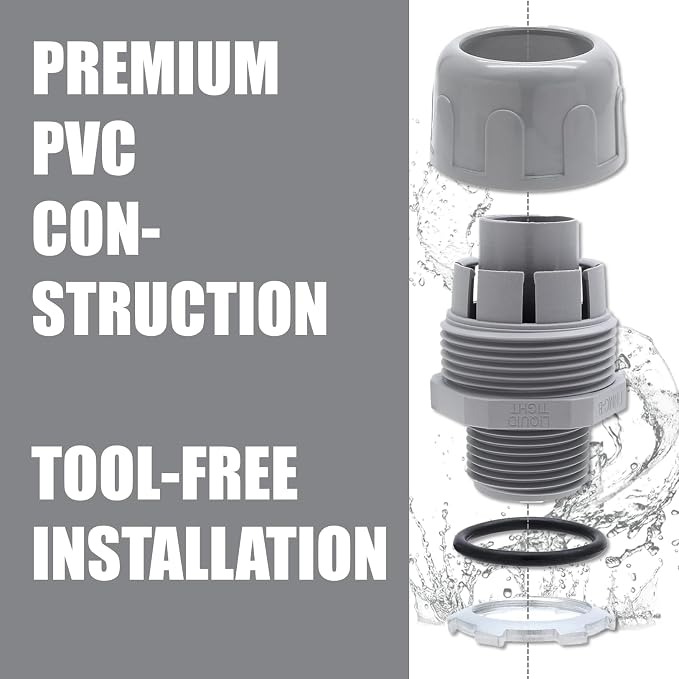 6-Pack 3/4 Inch NPT Liquid Tight PVC Conduit Connector Fittings | straight 180 - Image 2