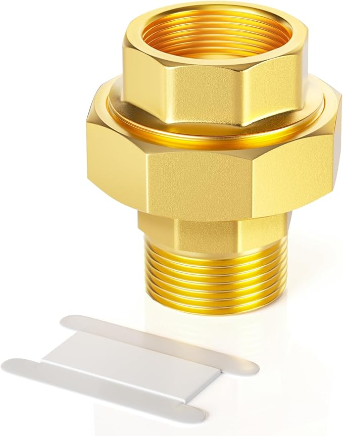 GASHER 1" NPT Brass Union Pipe Fitting | 1 Inch Male x 1 Inch Female Thread by GASHER