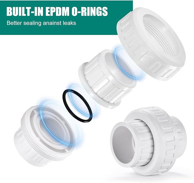 VYH 2" PVC Union Coupling Pipe Fitting, PVC Adapter, built-in EPDM O-Ring - Image 3
