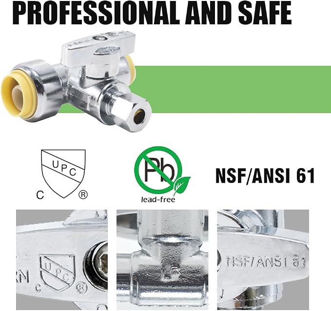 TTFLEX 1/2" x 1/2" x 1/4" Tee Valve Push to Connect Shut Off Valve 1/4 Turn | - Image 5