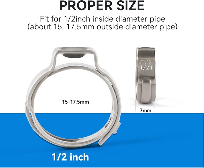 200 Pack GUOFIS 1/2 Inch Pex Cinch Clamp Rings, Premium 304 Stainless Steel | - Image 2