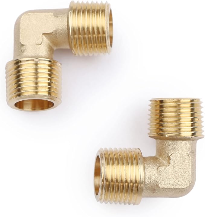 U.S. Solid 2pcs 90 Degree Barstock Street Elbow Brass Pipe Fitting 3/8" NPT - Image 6