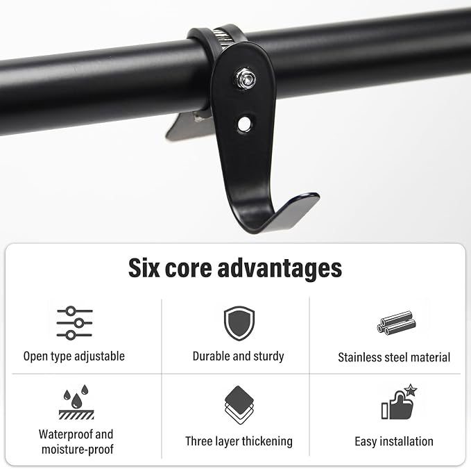 Tube Rod Hooks, for 0.83"-1.5" in Inner Dia Adjustable Rod, Bathroom Wardrobe - Image 4
