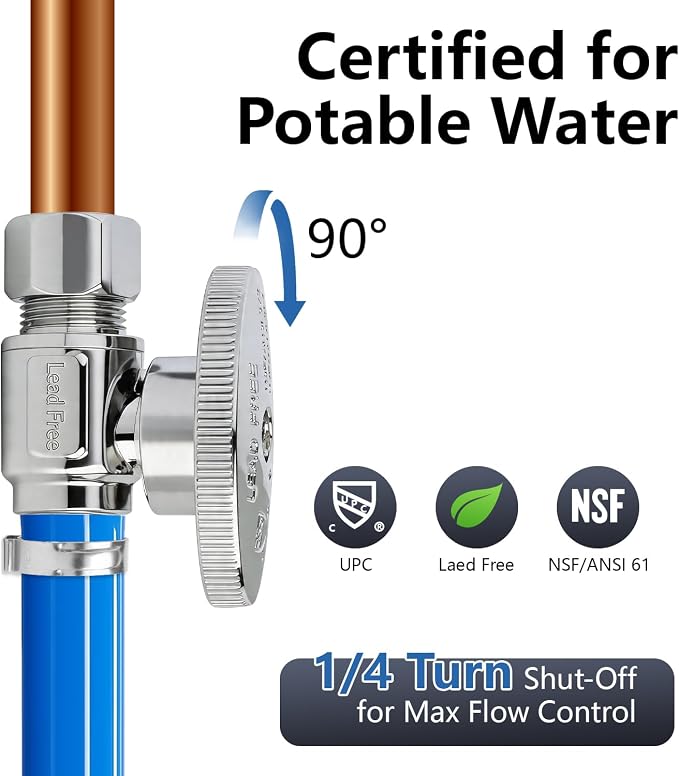 WiseWater PEX Straight Stop Valve 1/2" PEX x 1/4" Compression | Heavy Duty - Image 4