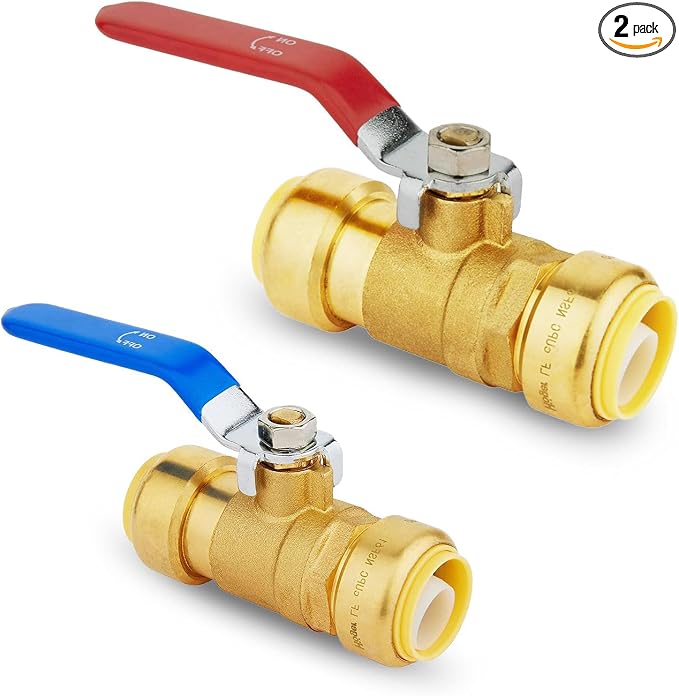 2-Pack Niikappu 3/4" Ball Valve, Push Fit Shut Off Valve Red & Blue | 1/4 Turn by Unknown