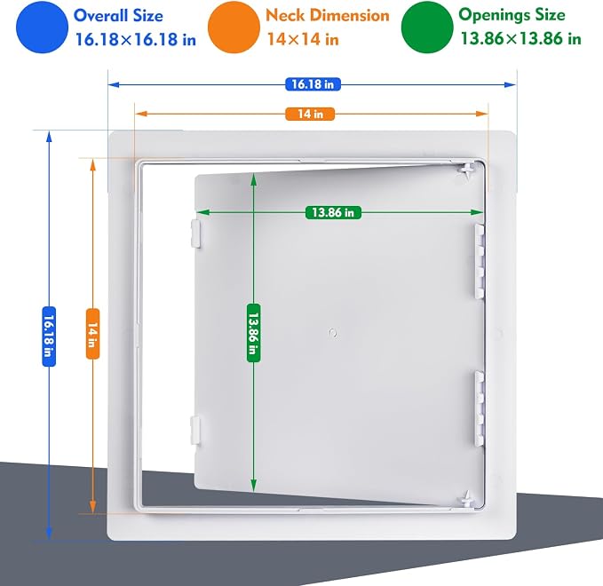 14"x14" Plastic Access Panel, Drywall Access Door White 2 Pack - Image 2