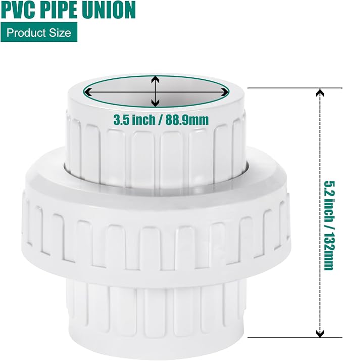 PVC Union Coupling Pipe Fitting, Slip Union Schedule 40, Built-in EPDM O-Ring - Image 2