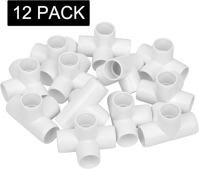 12Pack 3/4IN 4-Way Elbow PVC Pipe Fittings Furniture Grade SCH40 4 Way Side - Image 6
