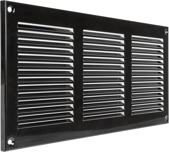 12 x 6 Inch Black Galvanized Steel Return Air Register Vent Cover, AC Vent Cover by ECOPROVENT