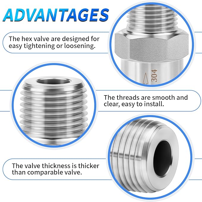 ChillWaves 304 Stainless Steel In-Line Split Check Valve 1/4" NPT Male x 1/4" - Image 4
