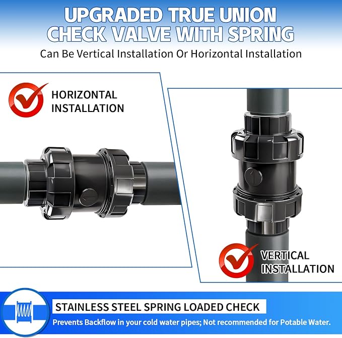 1-1/2 inch NPT PVC Check Valve, SCH80 Full Port Water Pump Ball Check Valve | - Image 5