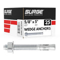 5/8" x 5" Zinc-Plated Wedge Anchors by SurgeBuildingProducts
