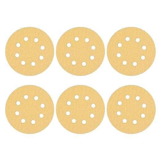 HARFINGTON 10Pcs 5Inch Sanding Discs 40Grit Yellow Aluminum Oxide 8 Hole | Hook by HARFINGTON