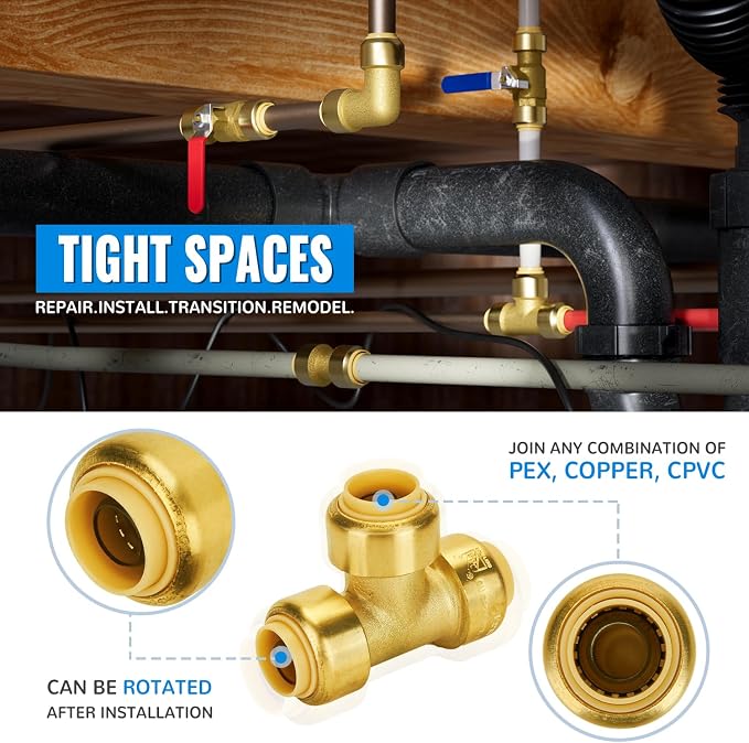 1/2 Inch Tee, Push Pex Fittings 1/2 Inch, - Image 3