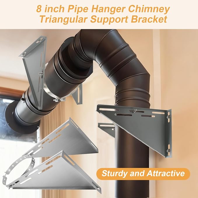 Adjustable 10" Chimney Pipe Wall Support Bracket, Fireplace Pipe Wall Bracket - Image 5