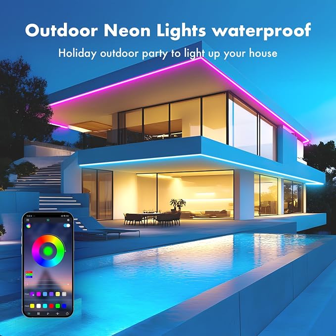 SILFU Neon Rope Lights, 65.6FT RGB LED Strip Lights | Waterproof IP67 LED Lights - Image 7
