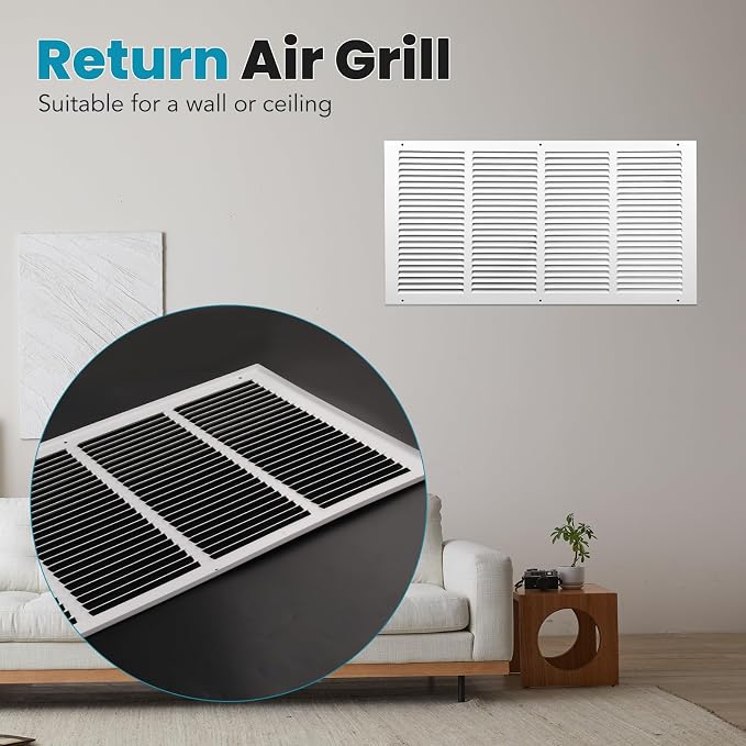 VOISEN Return Air Grille, Fits 24x12 Duct Opening, Steel Return Vent Cover - Image 8