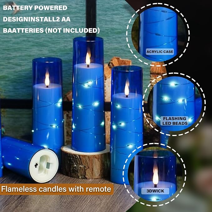 Nimiko Flickering Flameless LED Candles, Battery Operated Candles 9 Pcs - Image 3